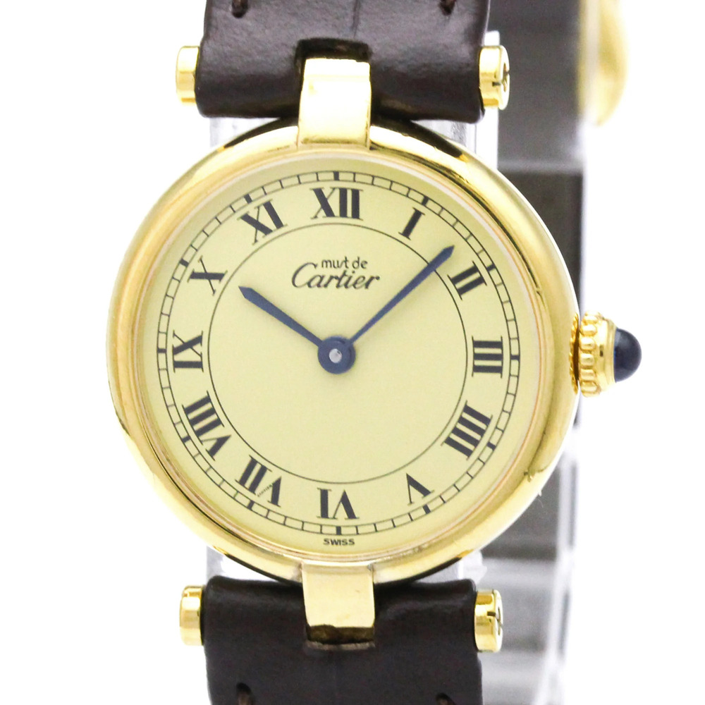 CARTIER Must Vendome Vermeil Gold Plated Quartz Ladies Watch 590004